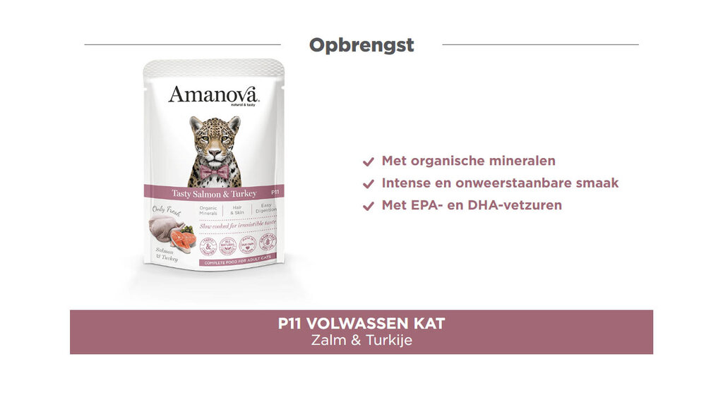 Amanova kattenvoer pouch tasty salmon &amp; turkey P11 Graanvrij