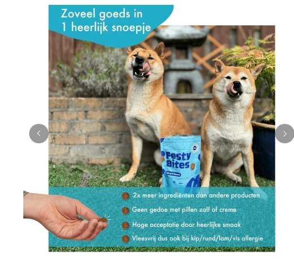 Festybites Anti-jeuk Vleesvrij 60 stuks.