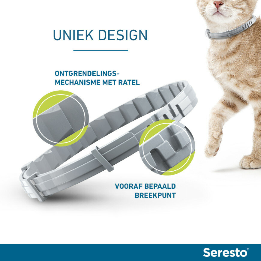 Seresto halsband 38 cm voor kat tegen vlooien, teken, luizen 
