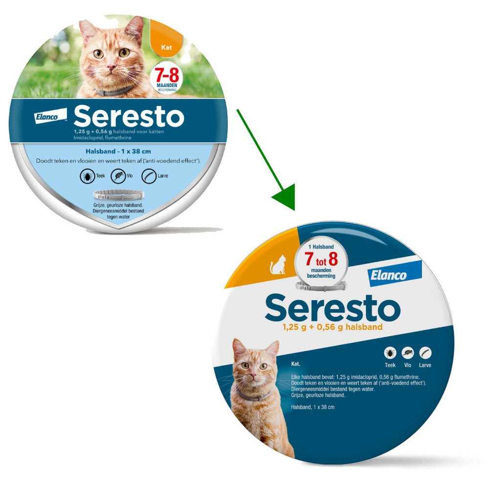 Seresto halsband 38 cm voor kat tegen vlooien, teken, luizen 