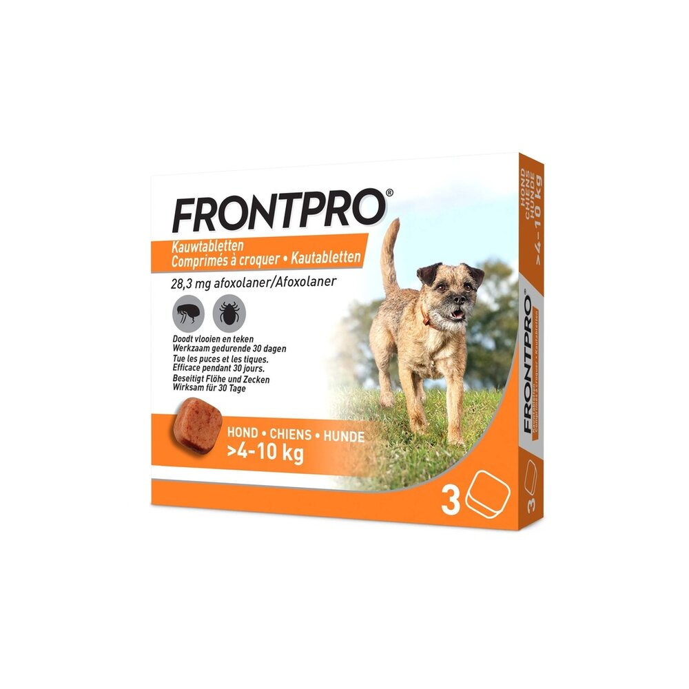 Frontpro Dog 3 Tabletten 4&ndash;10 kg &ndash; Vlooien- en Tekenmiddel voor Honden