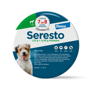 Seresto halsband 38 cm voor hond tot 8kg tegen vlooien, teken, luizen 