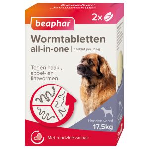Beaphar All-in-One Wormtabletten Hond 17,5&ndash;70 kg 2 Tabletten &ndash; Ontwormingsmiddel voor Honden