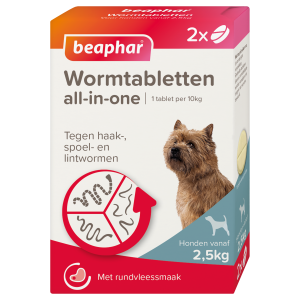 Beaphar All-in-One Wormtabletten Hond 2,5&ndash;20 kg 2 Tabletten &ndash; Ontwormingsmiddel voor Honden