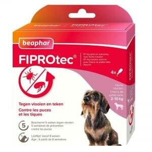 Beaphar FIPROtec Parasietbehandeling Hond 2&ndash;10 kg 4 Pipetten &ndash; Tegen Vlooien en Teken