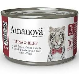 Amanova 16 Tuna &amp; Beef 70g blikvoer voor de kat