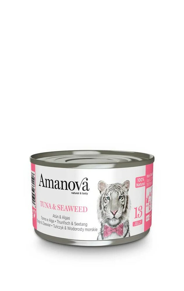 Amanova 13Tuna &amp; Seaweed 70g jelly Blikvoer voor de Kat