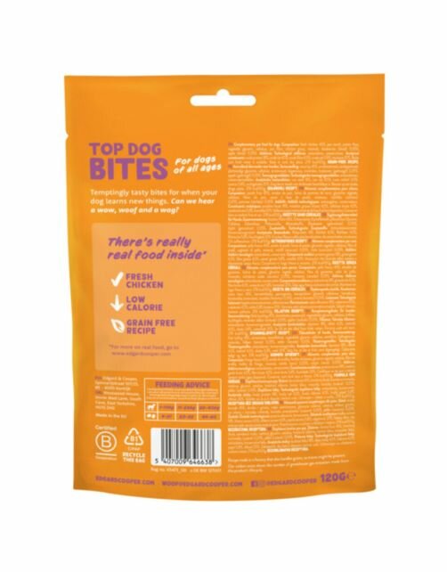 Edgard &amp; Cooper Bite Adult S Chicken 120g | Graanvrije hondensnack