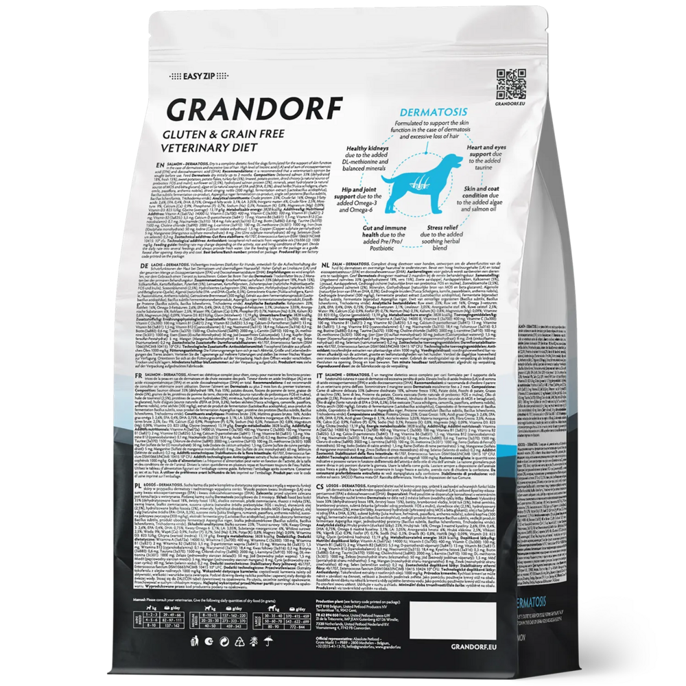 Grandorf GV-Dog Dermatosis 3 kg | Huiddieet voor honden