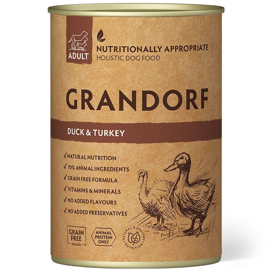 Grandorf GD-Dog Eend &amp; Kalkoen 6x400g | Natvoer hond