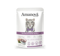 Amanova kattenvoer pouch Sterilised fish &amp; turkey P12 graanvrij