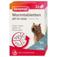 Beaphar All-in-One Wormtabletten Hond 2,5&ndash;20 kg 2 Tabletten &ndash; Ontwormingsmiddel voor Honden