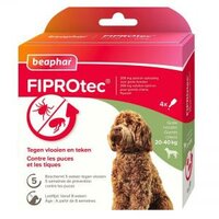 Beaphar FIPROtec Parasietbehandeling Hond 20&ndash;40 kg 4 Pipetten &ndash; Tegen Vlooien en Teken