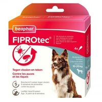 Beaphar FIPROtec Parasietbehandeling Hond 10&ndash;20 kg 4 Pipetten &ndash; Tegen Vlooien en Teken