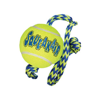 Kong Air Squeakair Tennis Ball + Touw Geel