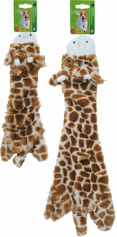 Boon hondenspeelgoed giraffe plat pluche bruin/geel, 35 cm