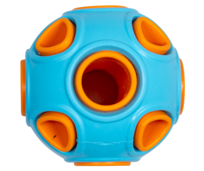 Jack and Vanilla Rubber Toys Traktatiebal Lichtblauw/Oranje 7,5 cm