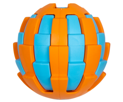 Jack and Vanilla Rubber Toys Traktatiebal Lichtblauw/Oranje 7,8 cm