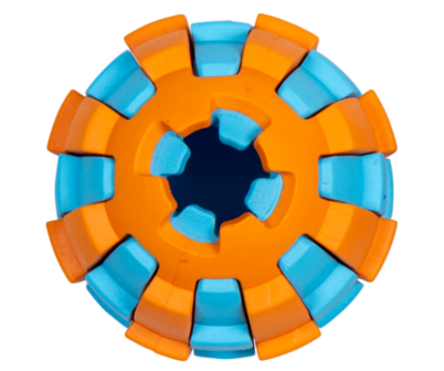 Jack and Vanilla Rubber Toys Traktatiebal Lichtblauw/Oranje 7,8 cm
