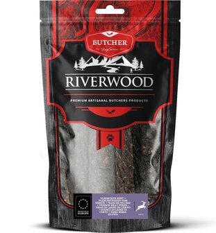 Riverwood Hondensnack Butcher Vleesstrips Hert 150 gr