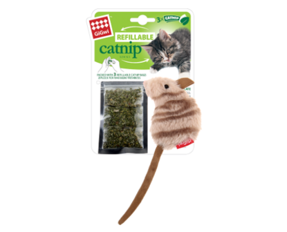 GIGwi Hervulbare Catnip Gestreepte Muis