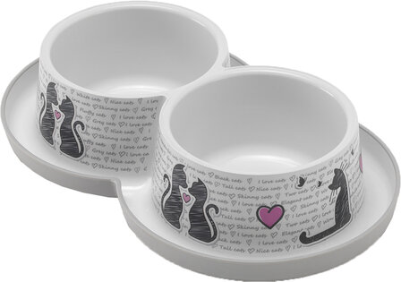 Plastic-Eetbak-Trendy-Dinner-Dubbel-Cats-in-Love-2x10-CM