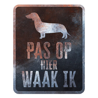 Waarschuwingsbord dachshund nederlands meerkleurig
