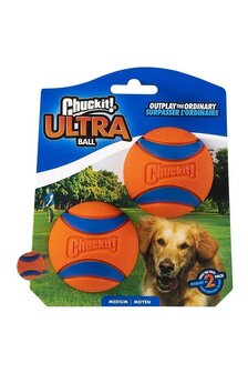 Chuckit! Ball Ultra Squeaker Medium 2 stuks 6,5 cm oranje