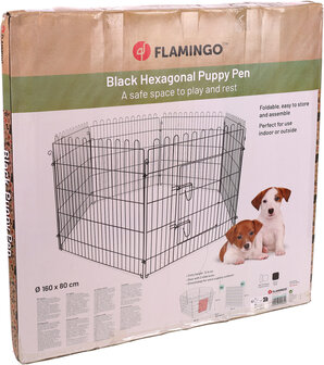 Ren voor puppy&#039;s Jax Zwart 160cm diameter 80cm