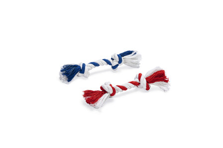 Beeztees Flossytoy Rood Blauw 2 knopen 50gr Assorti