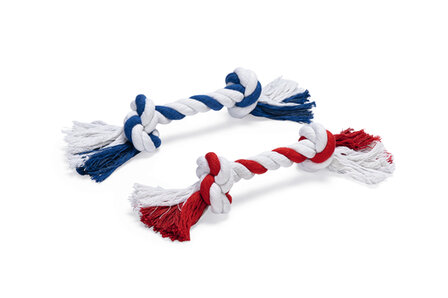 Beeztees Flossytoy Rood Blauw 2 knopen 125 gr Assorti