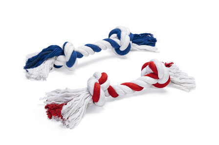 Beeztees Flossytoy Rood Blauw 2 knopen 400 gr Assorti