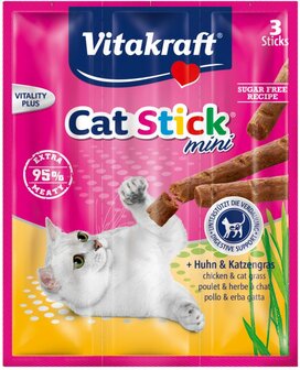 vitakraft cat stick mini met kip en kattengras
