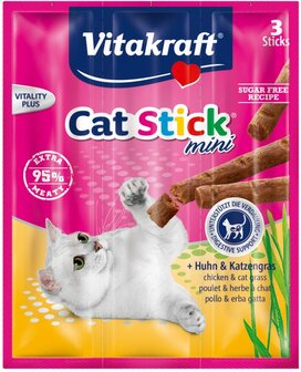 vitakraft cat stick mini met kip en kattengras