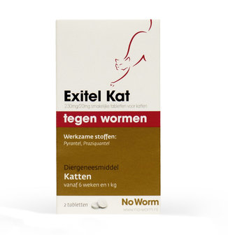 No Worm Exitel kat 2 tabletten vanaf 6 weken en 1 kg