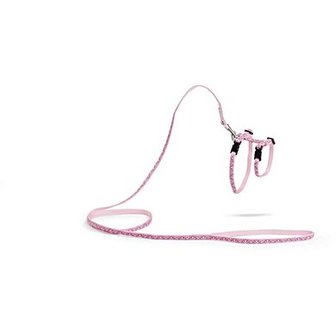 Beeztees kittentuigje met riem roze/wit