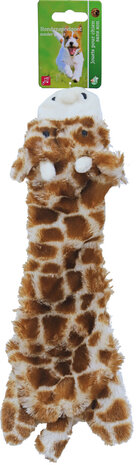 Boon hondenspeelgoed giraffe plat pluche bruin/geel, 35 cm
