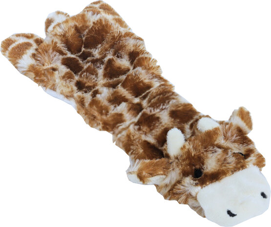 Boon hondenspeelgoed giraffe plat pluche bruin/geel, 35 cm