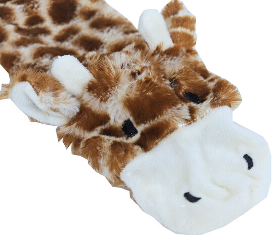 Boon hondenspeelgoed giraffe plat pluche bruin/geel, 55 cm