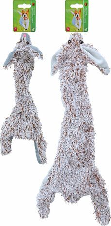 Boon hondenspeelgoed konijn plat met piep pluche grijs, 55 cm