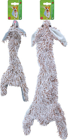Boon hondenspeelgoed konijn plat met piep pluche grijs, 35 cm