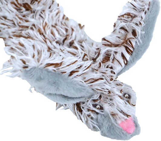 Boon hondenspeelgoed konijn plat met piep pluche grijs, 35 cm