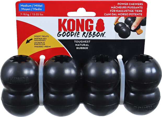 Kong hond Extreme rubber Goodie ribbon zwart, medium