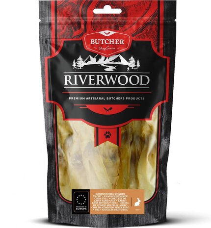 Riverwood Hondensnack Butcher Konijnenoren zonder vacht 100 gr 