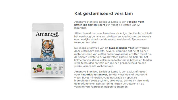 Amanova Sterilised Cat Delicious Lamb 4 kg Graanvrij