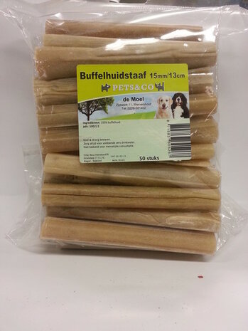 Hondensnack Buffelhuid Staaf 15 cm 25gr 50st