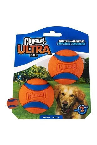 Chuckit! Ball Ultra Squeaker Medium 2 stuks 6,5 cm oranje