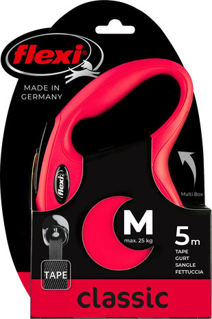 Flexi Rollijn Classic Tape M Rood 5 Meter