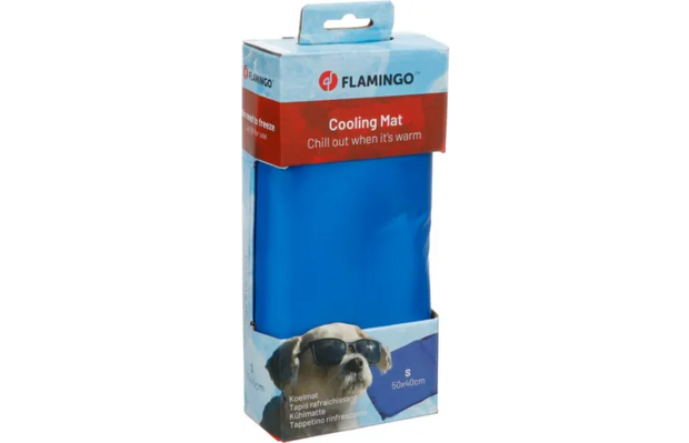 Flamingo Koelmat Frosty Rechthoekig Blauw S 50x40 cm | Koelmat voor hond