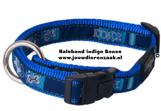 Rogz - Jelly halsband 11mm Indigo Bones 